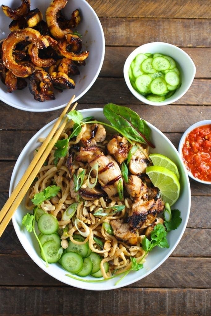 Thai Peanut Noodles with Grilled Chicken