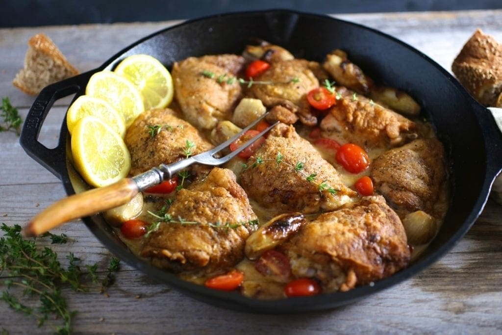 Skillet Chicken with Wine, Shallots and Mustard