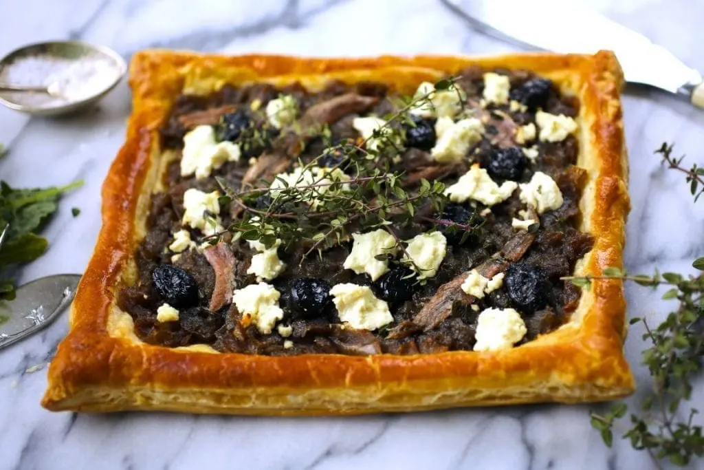 Caramelized Onion, Olive and Goat Cheese Tart
