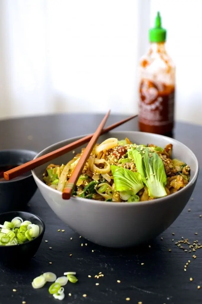 Noodles With Ginger, Pork and Bok Choy