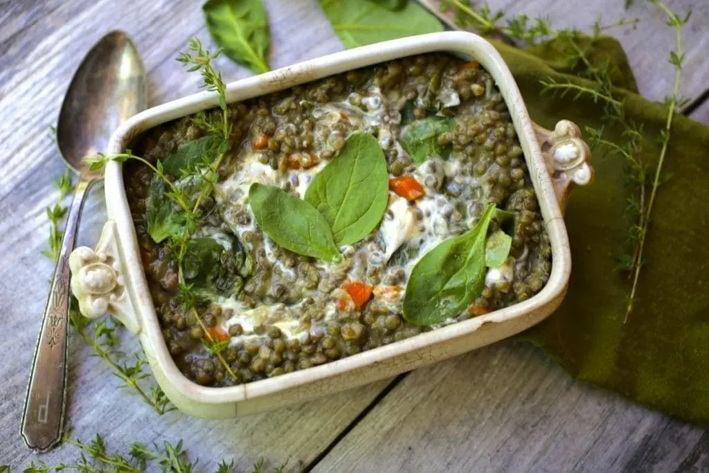 Puy Lentils with Spinach