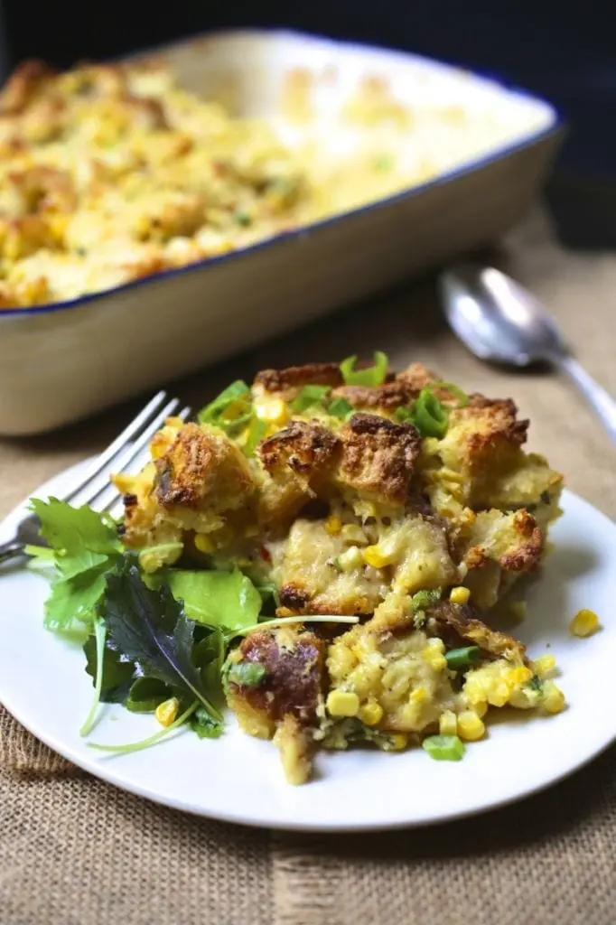 Corn, Scallion and Cheddar Strata