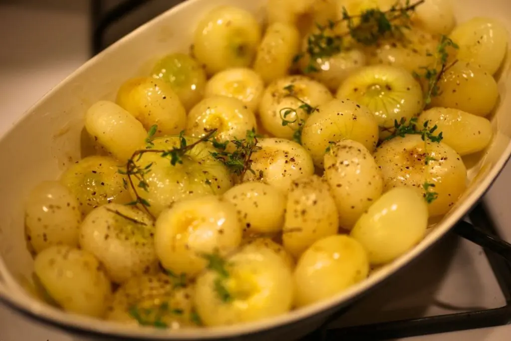Duck-Fat Roasted Cipollini Onions with Thyme