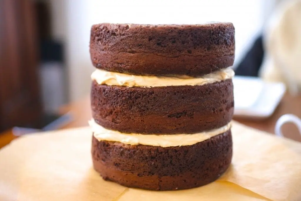 Three Layer Chocolate Cake with Salted Caramel Buttercream