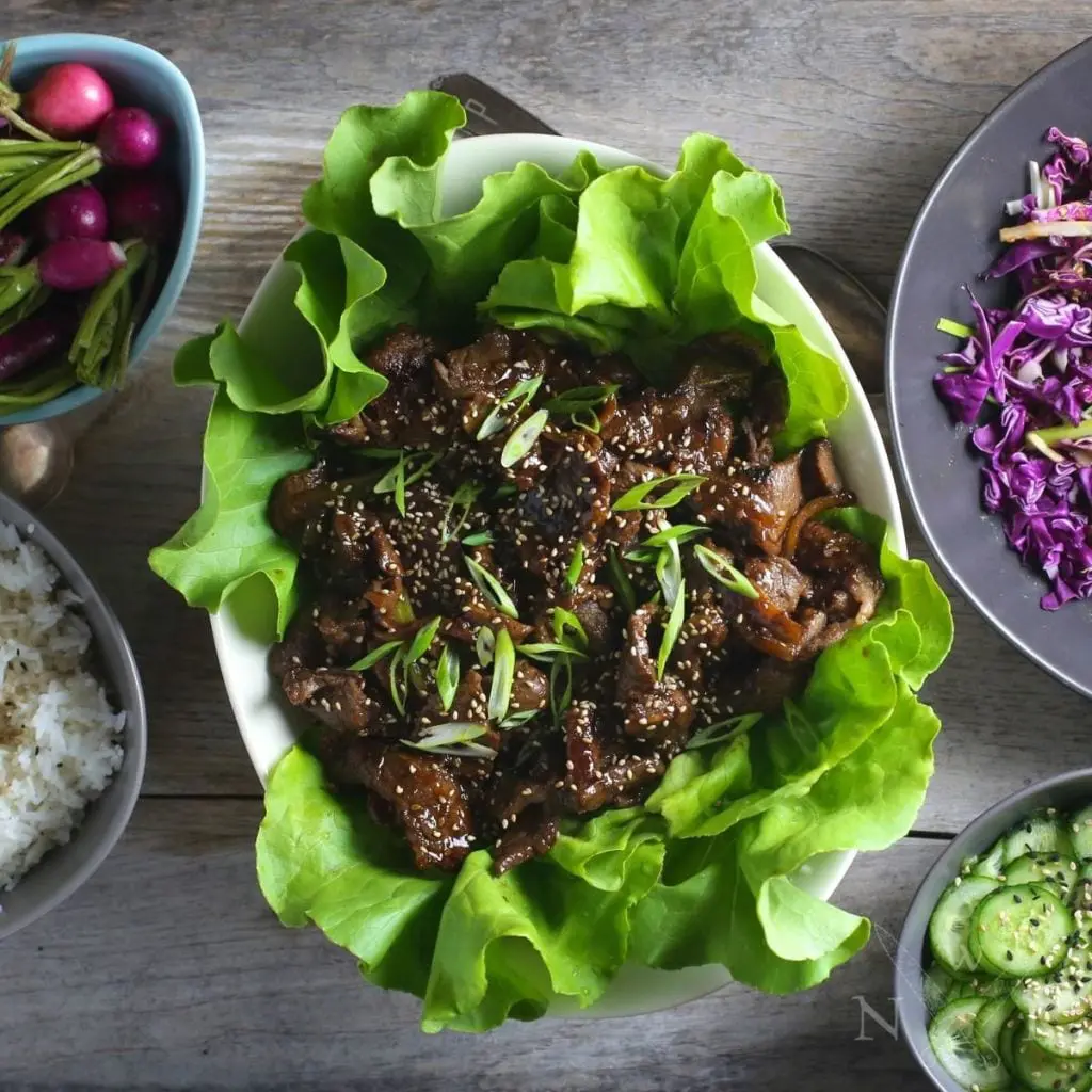 Bulgogi (Korean Marinaded Beef) Lettuce Wraps