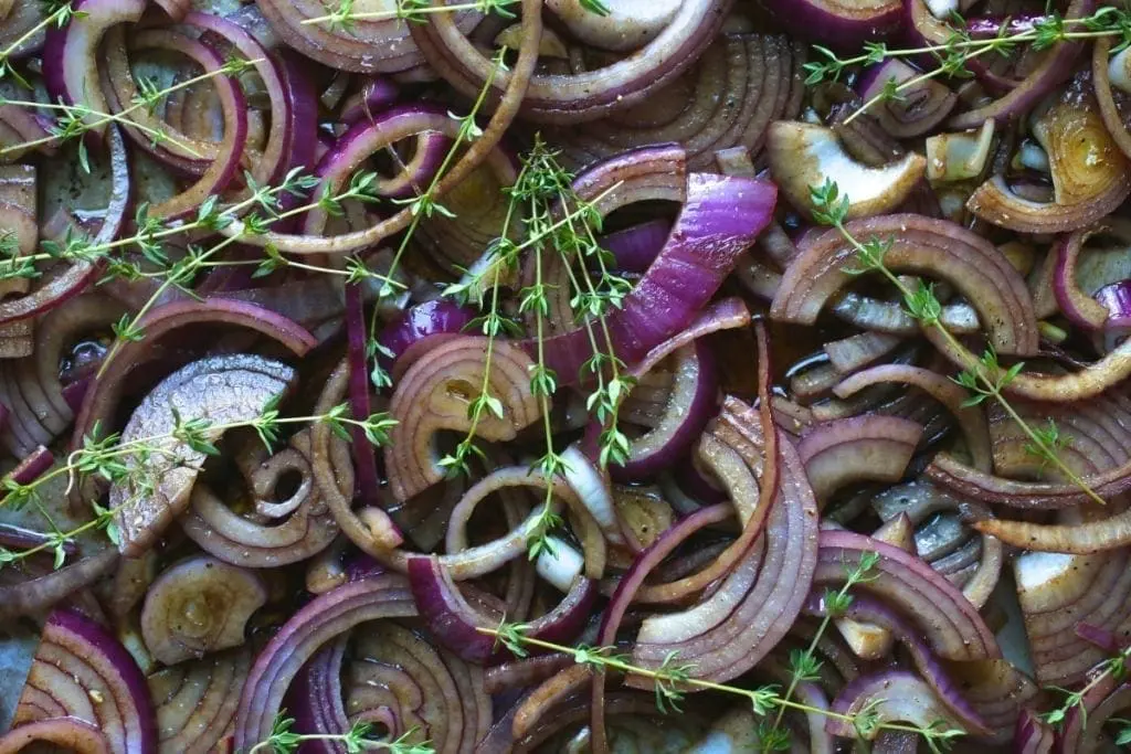 Balsamic Roasted Red Onions with Thyme