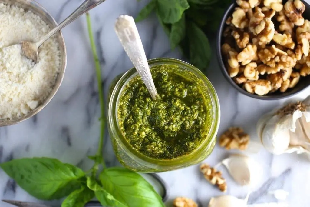 Basil Pesto with Walnuts and Pecorino