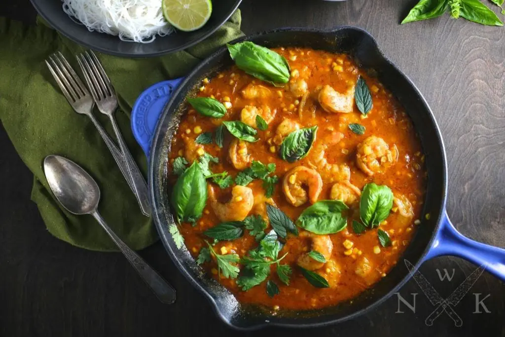 Shrimp Curry with Sweetcorn, Coconut and Noodles