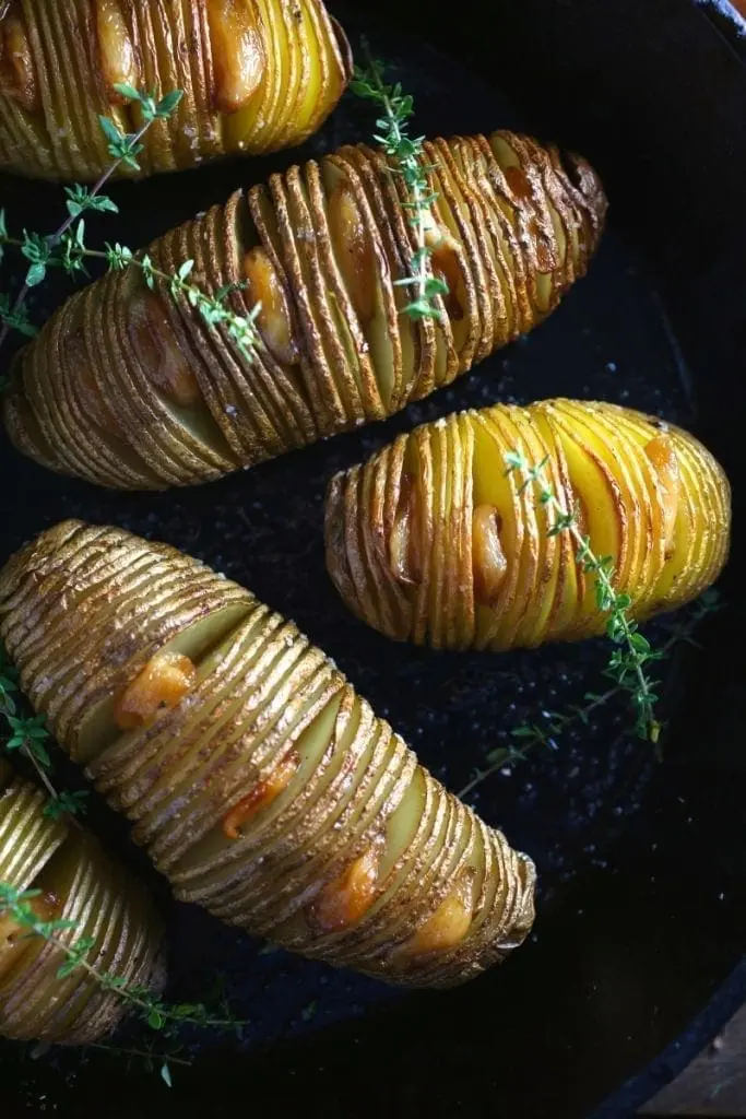 Hasselback Potatoes with Easy Garlic Confit