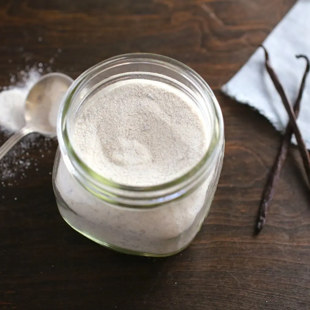 A jar of vanilla bean sugar