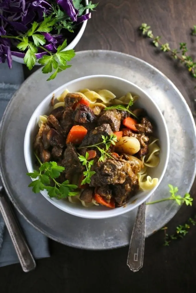 Savory Beef Stew with Mustard and Brandy