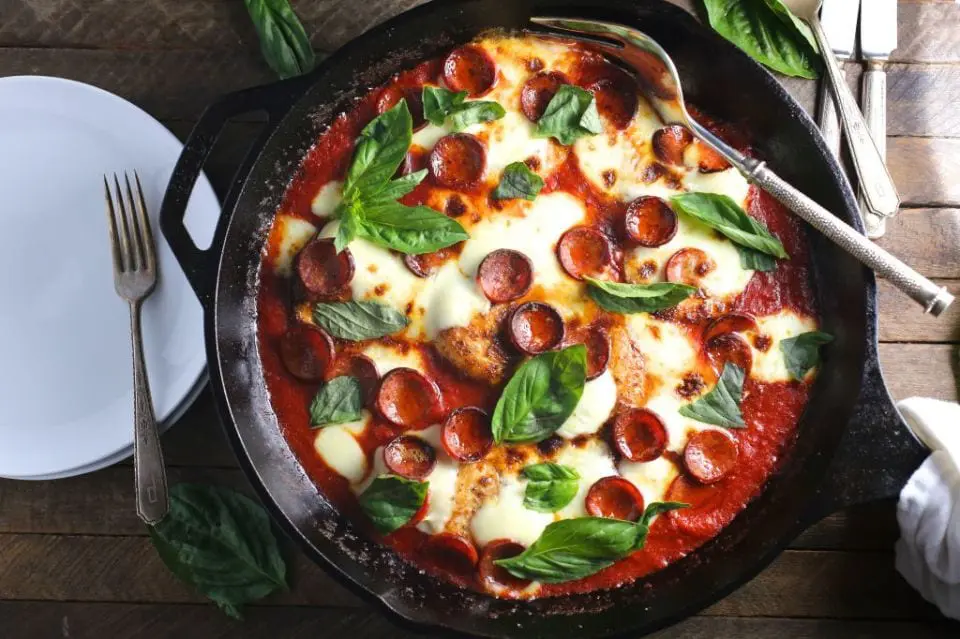 Pizza Chicken (with Pepperoni and Basil)