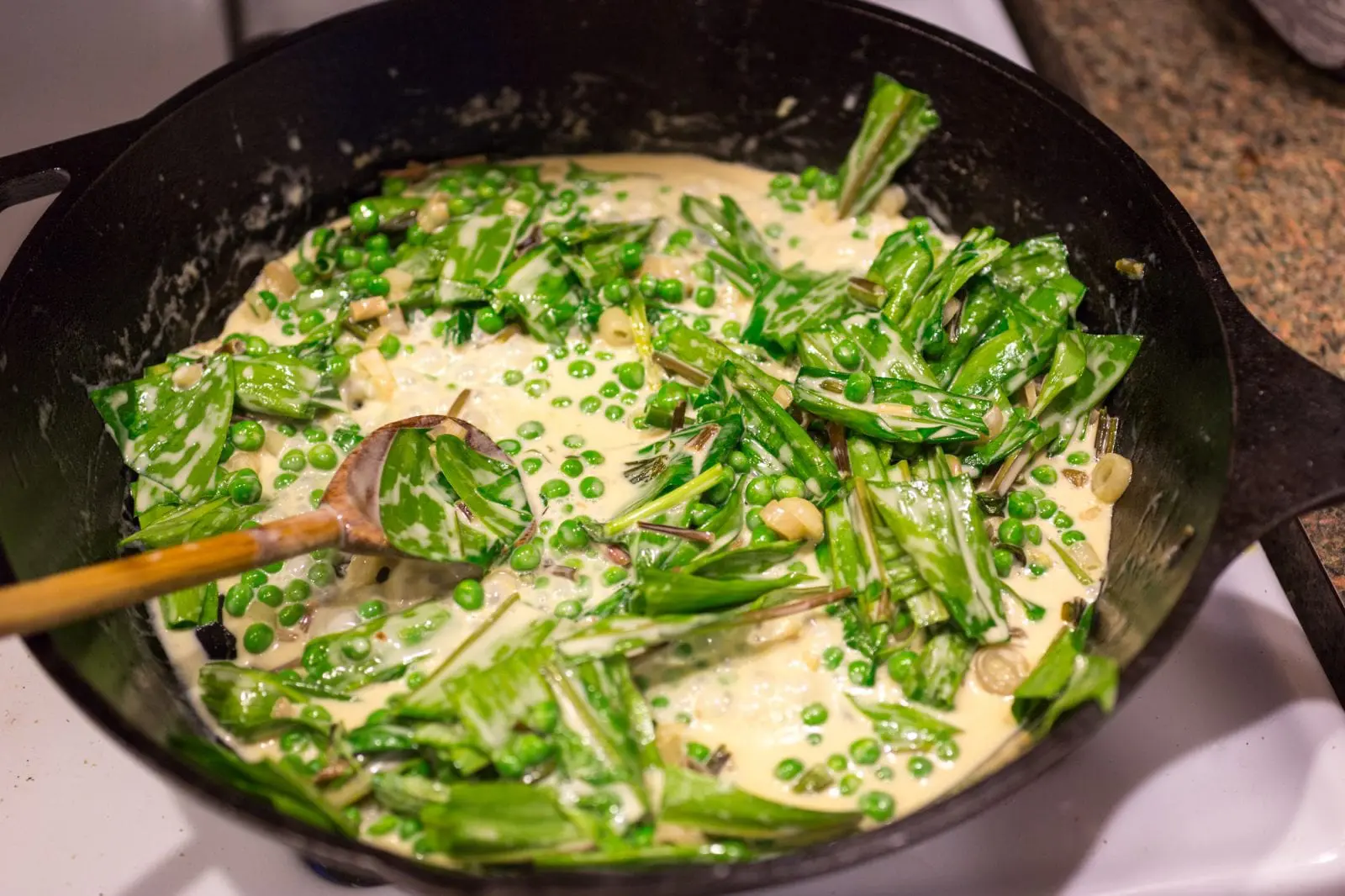 Spring Pasta with Ramps, Peas and Pancetta
