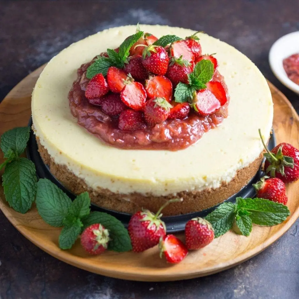 Strawberry Rhubarb Cheesecake