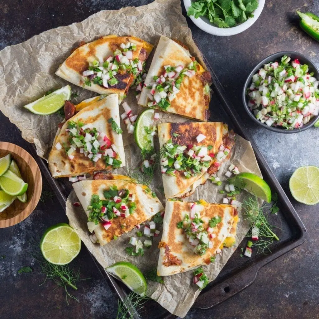 Chorizo Quesadillas With Radish and Fennel Salsa