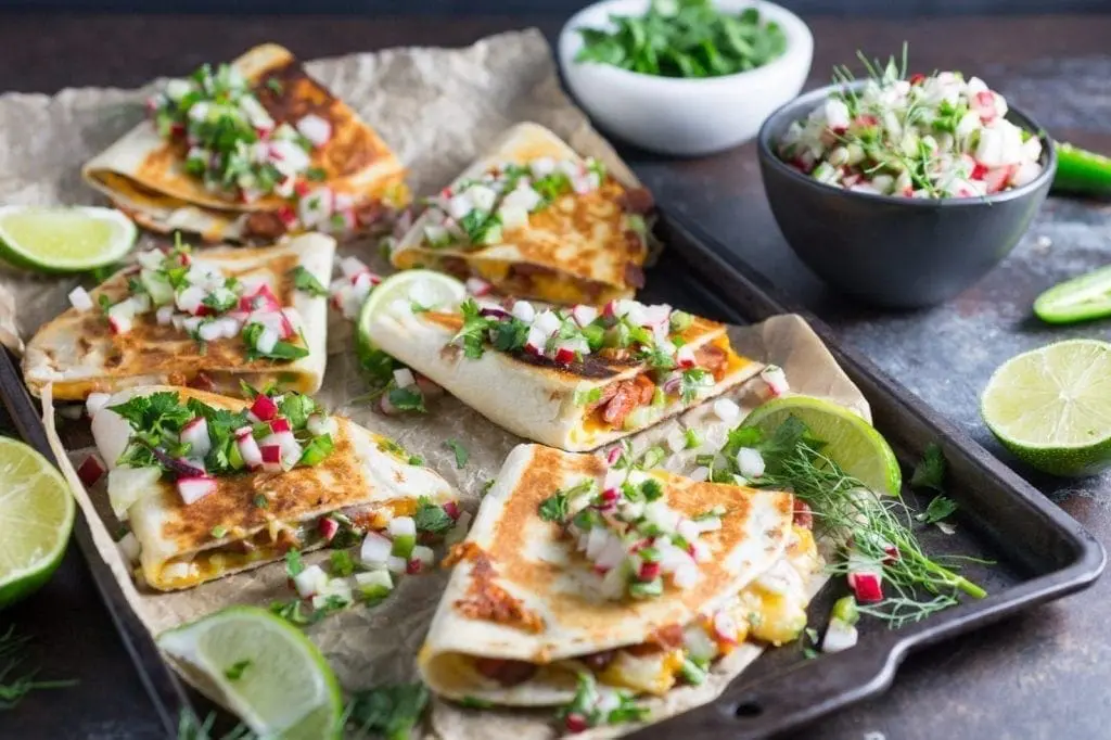 Chorizo Quesadillas With Radish and Fennel Salsa