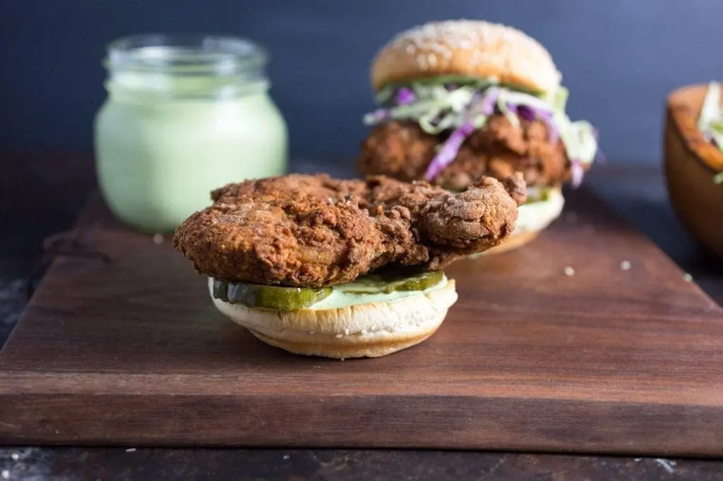 Ultimate Fried Chicken Sandwich with Basil Green Goddess Slaw