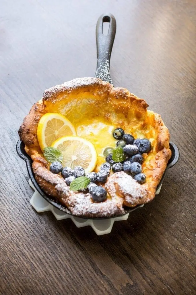 Mini Dutch Babies with Lemon Curd and Blueberries