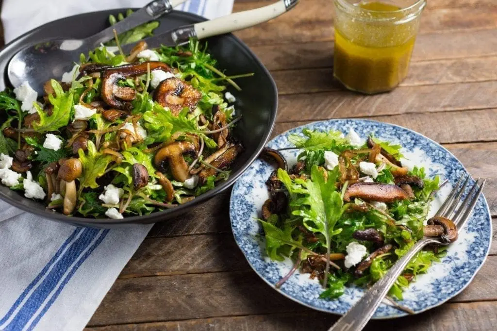 Warm Kale and Caramelized Wild Mushroom Salad