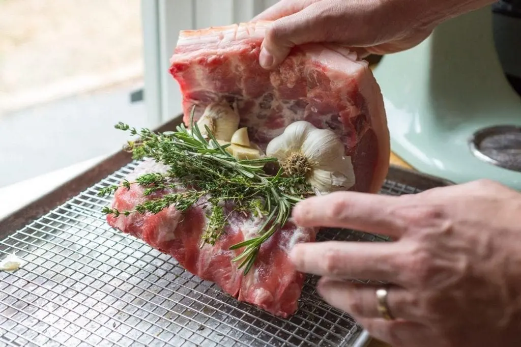 Garlic and Herb Roasted Pork Loin with Crackling