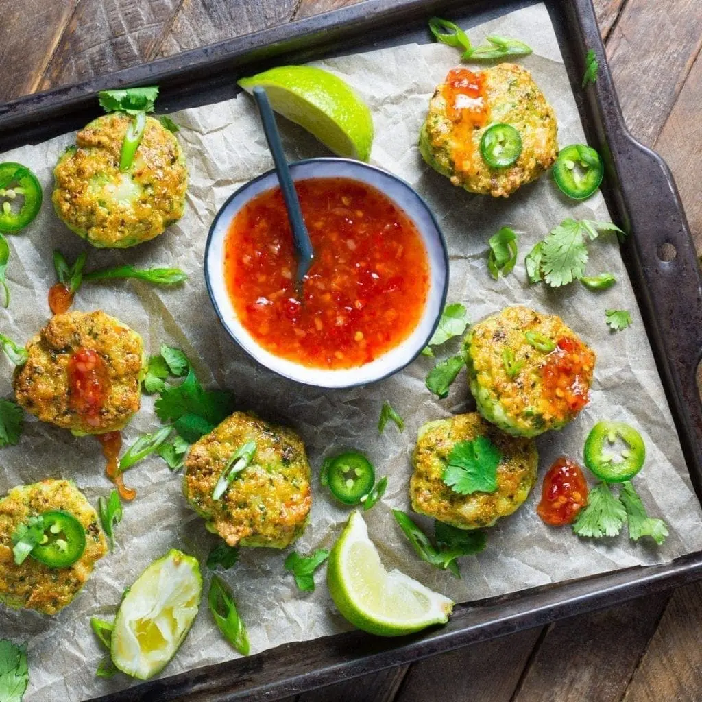 Mini Thai Shrimp Cakes with Sweet Chili Dipping Sauce