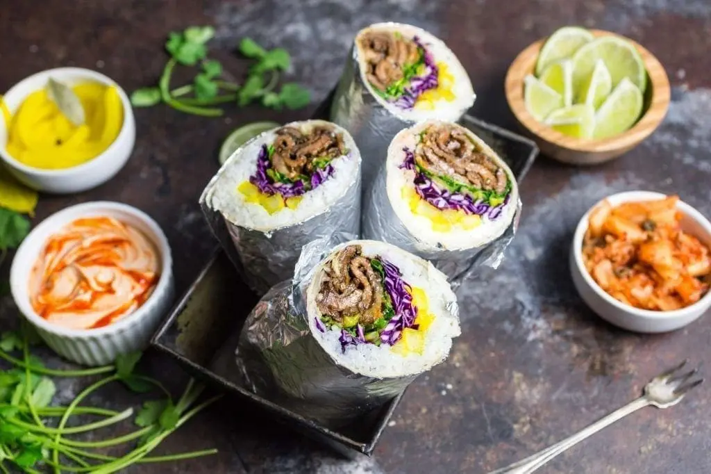 Korean Bulgogi Burritos with Radish Pickle