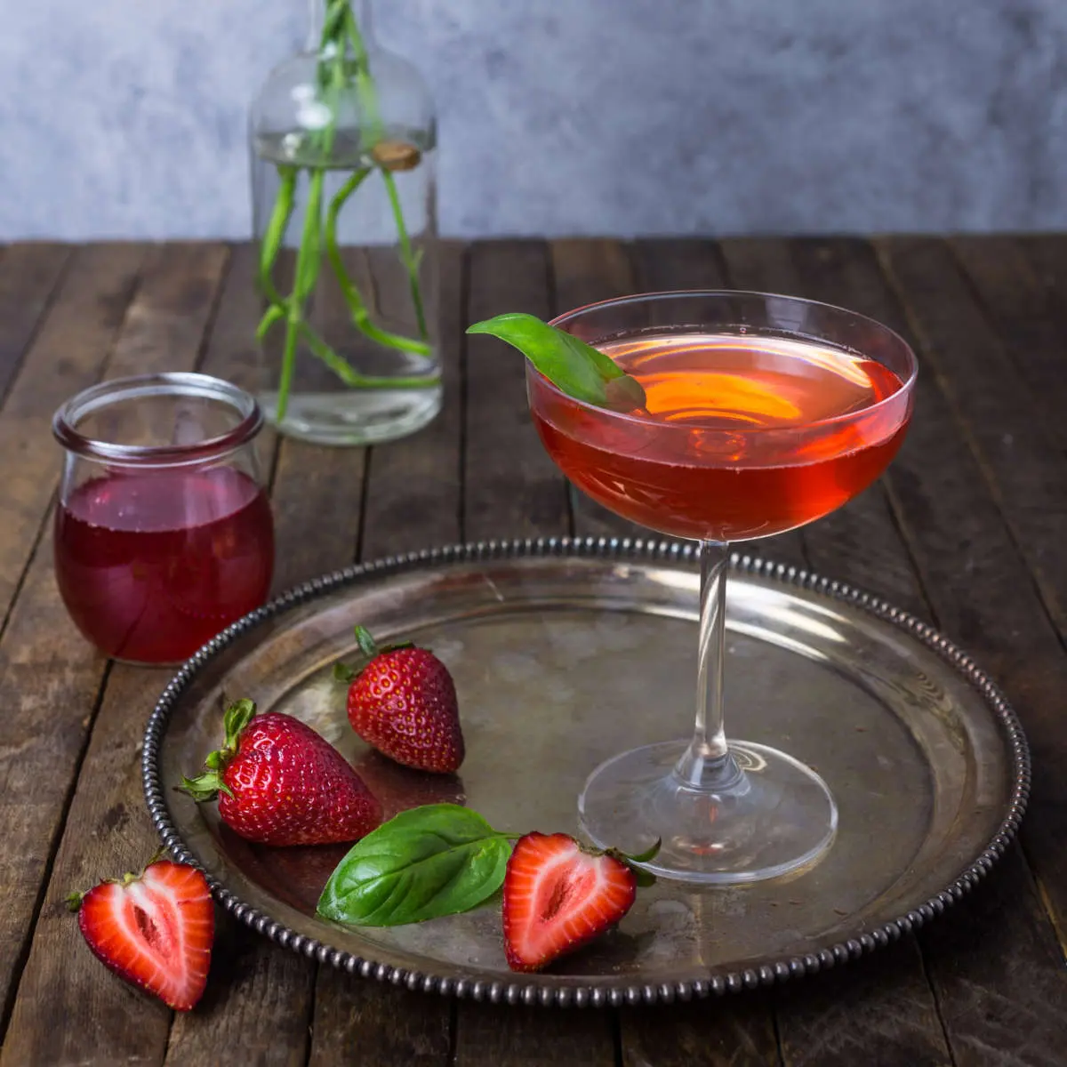 Cocktail with strawberries