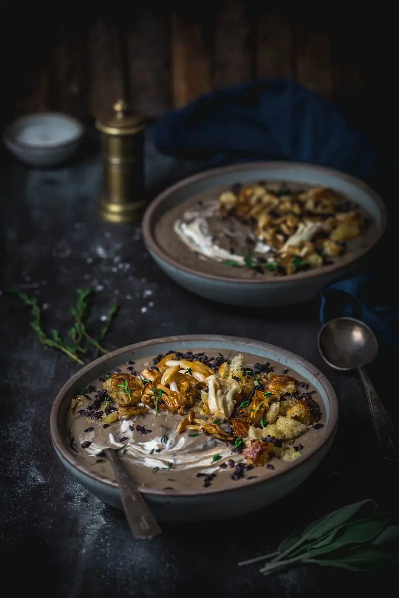 Mushroom Soup with Black Rice