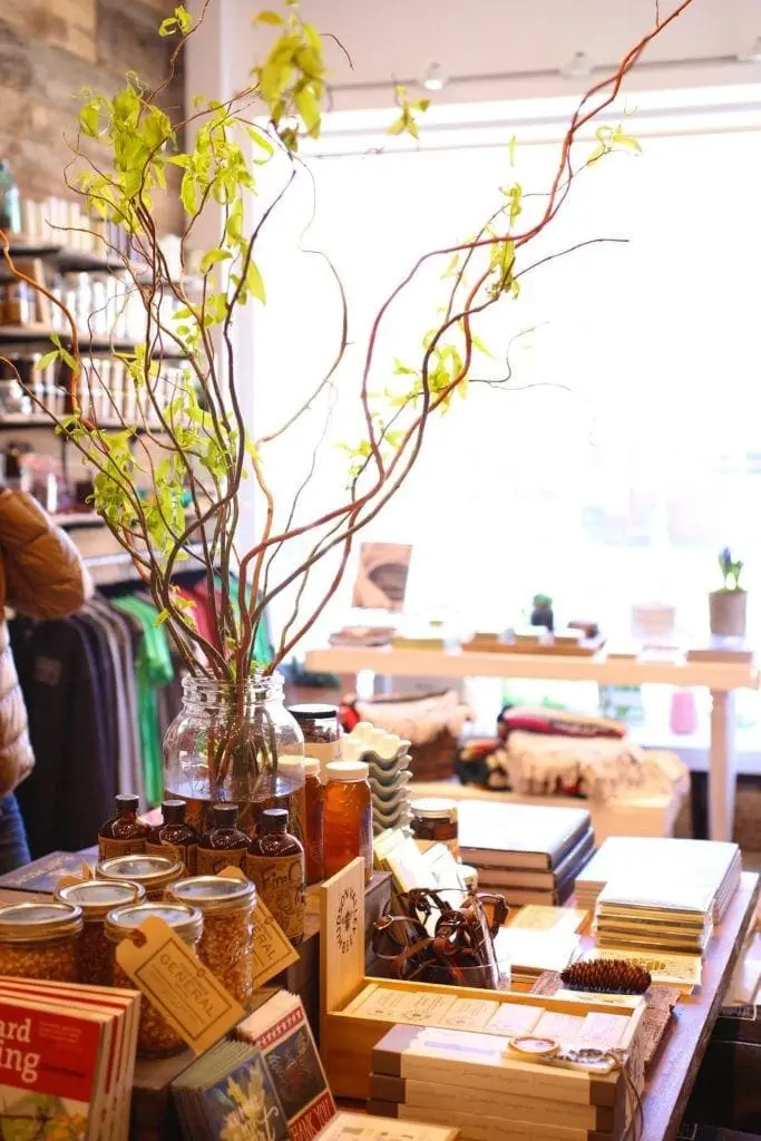 Store table with books and goodies