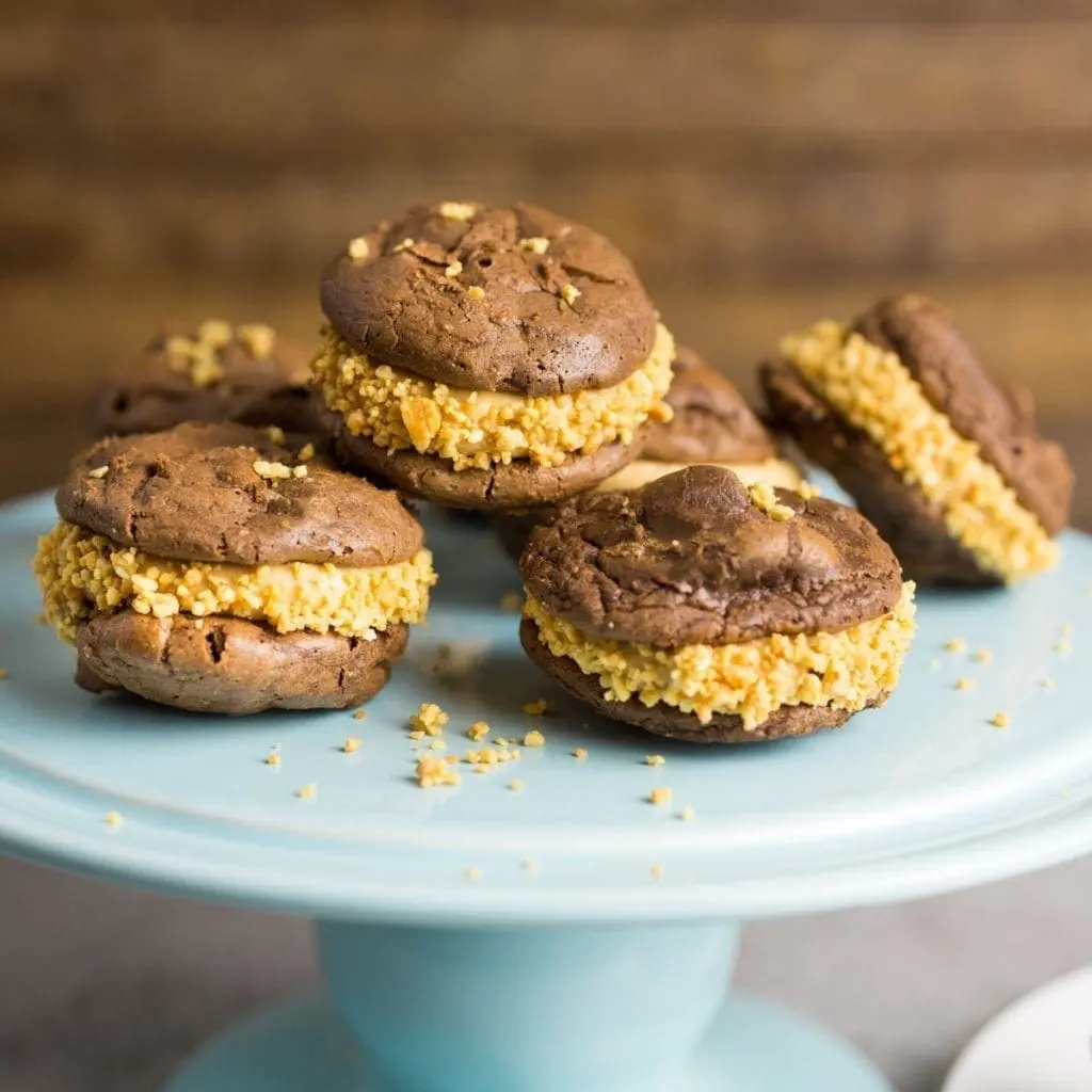 Brownie Cookies Filled With Peanut Butter Buttercream