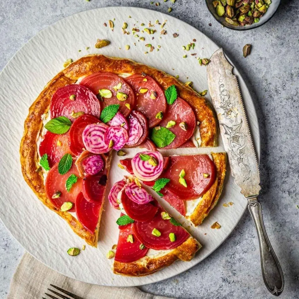 Roasted Beet and Whipped Feta Tart