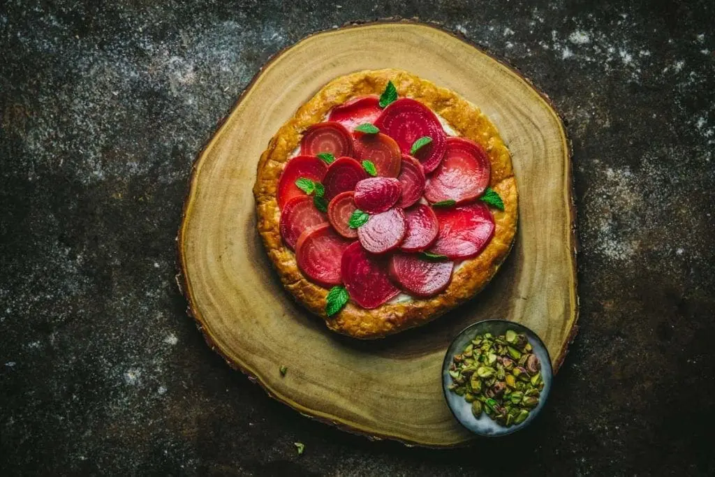 Roasted Beet and Whipped Feta Tart