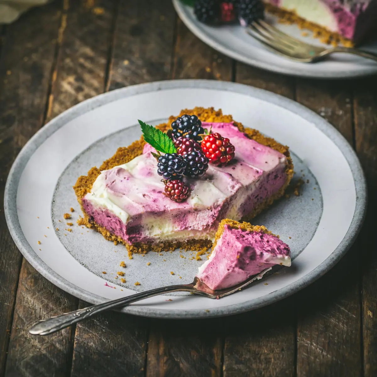 Blackberry and Vanilla Marbled Cheesecake