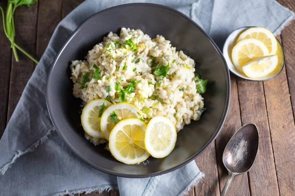 Crispy Salmon and Creamy Lemon Rice