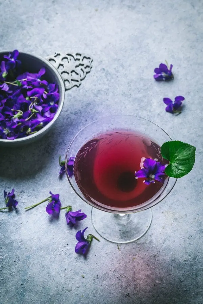 Aviation Cocktail with Violet Syrup