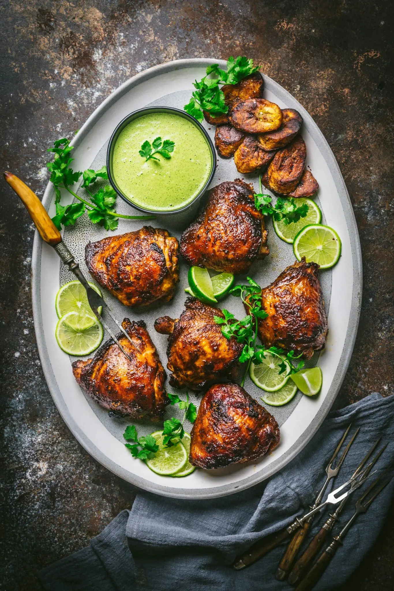 Pollo a la Brasa (Peruvian Chicken) with Green Sauce