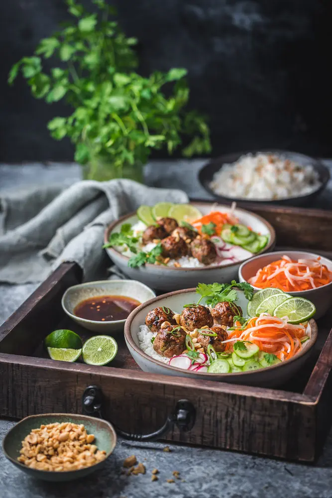 Vietnamese Meatball Rice Bowls