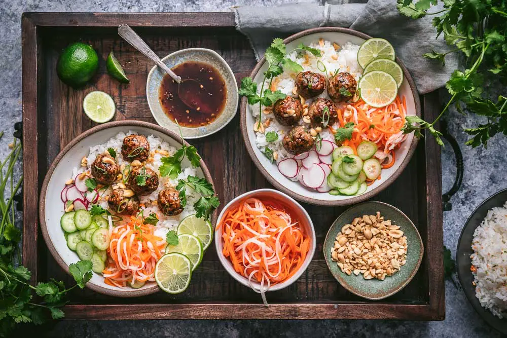 Vietnamese Meatball Rice Bowls