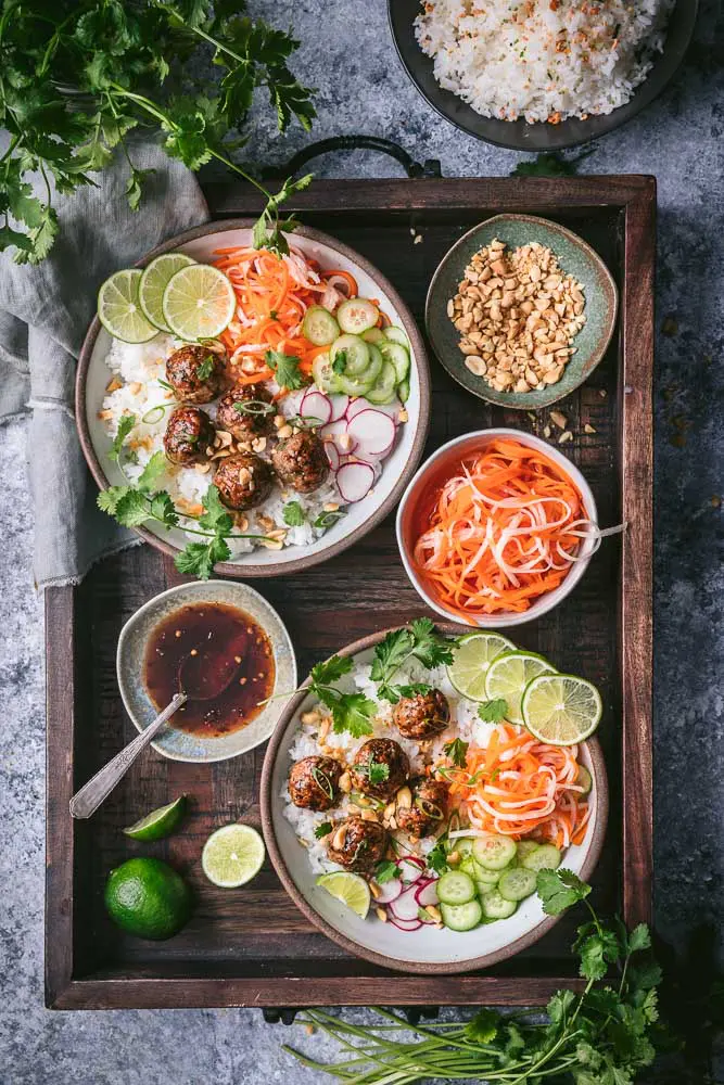 Vietnamese Meatball Rice Bowls