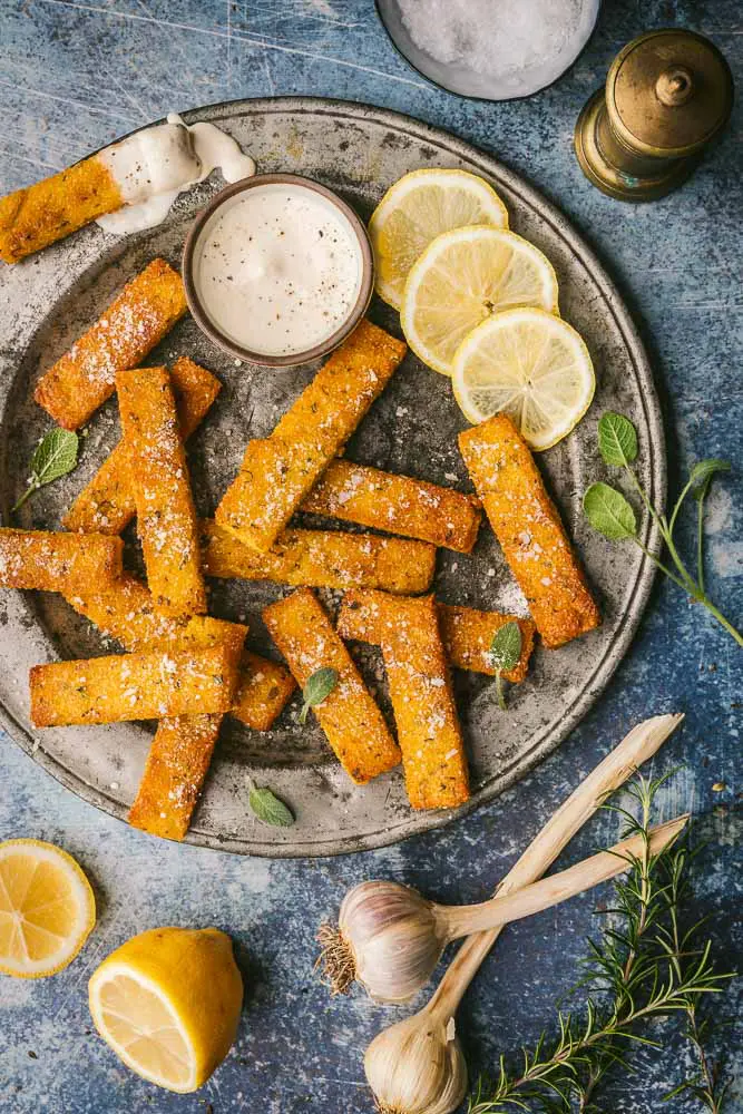 Polenta Fries with Lemon Dipping Sauce