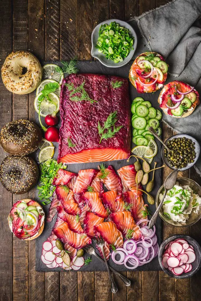 Beet and Gin Cured Salmon