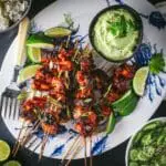 Asian Chicken Skewers with Creamy Avocado-Cilantro Sauce