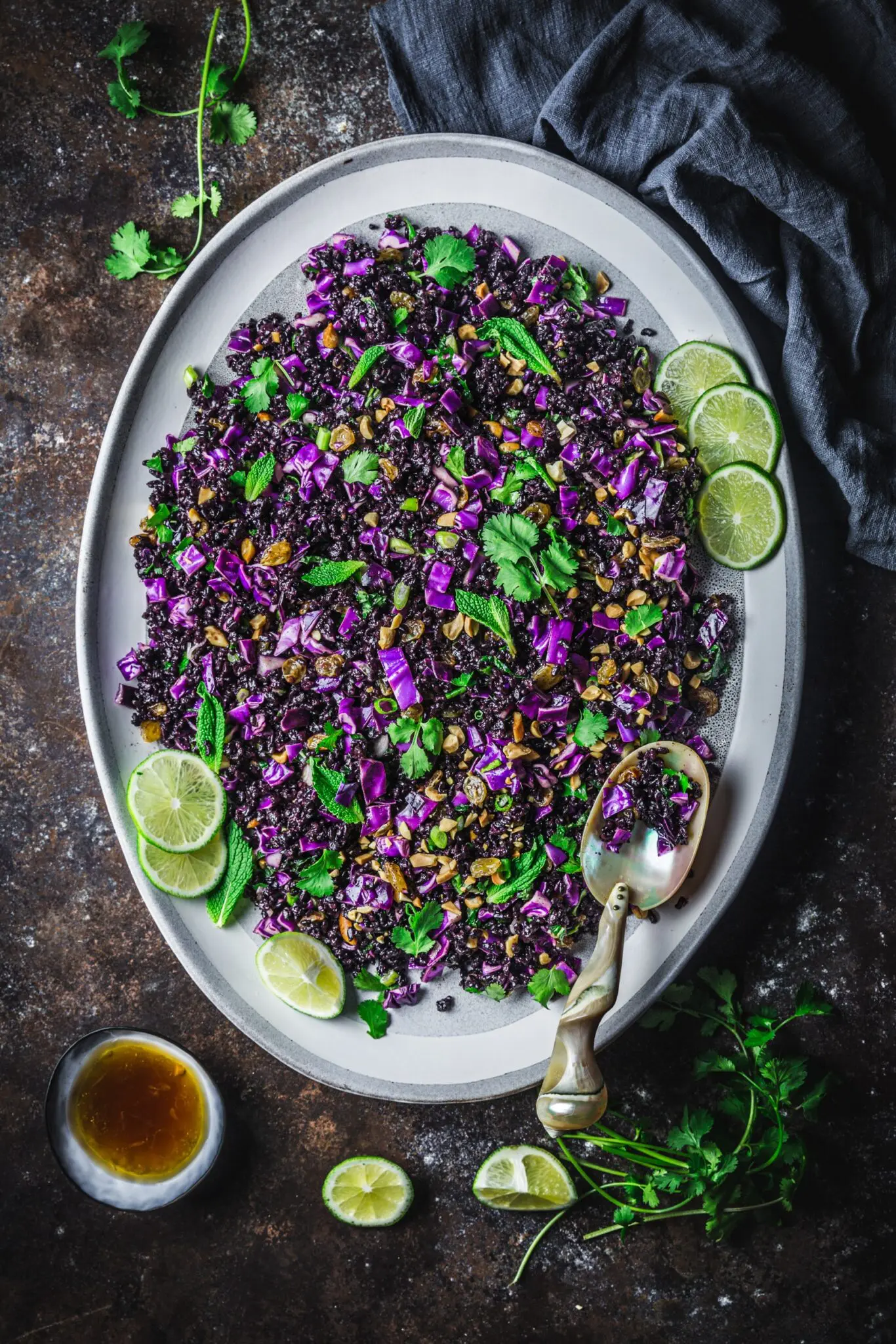 Black Rice Salad with Red Cabbage and Herbs