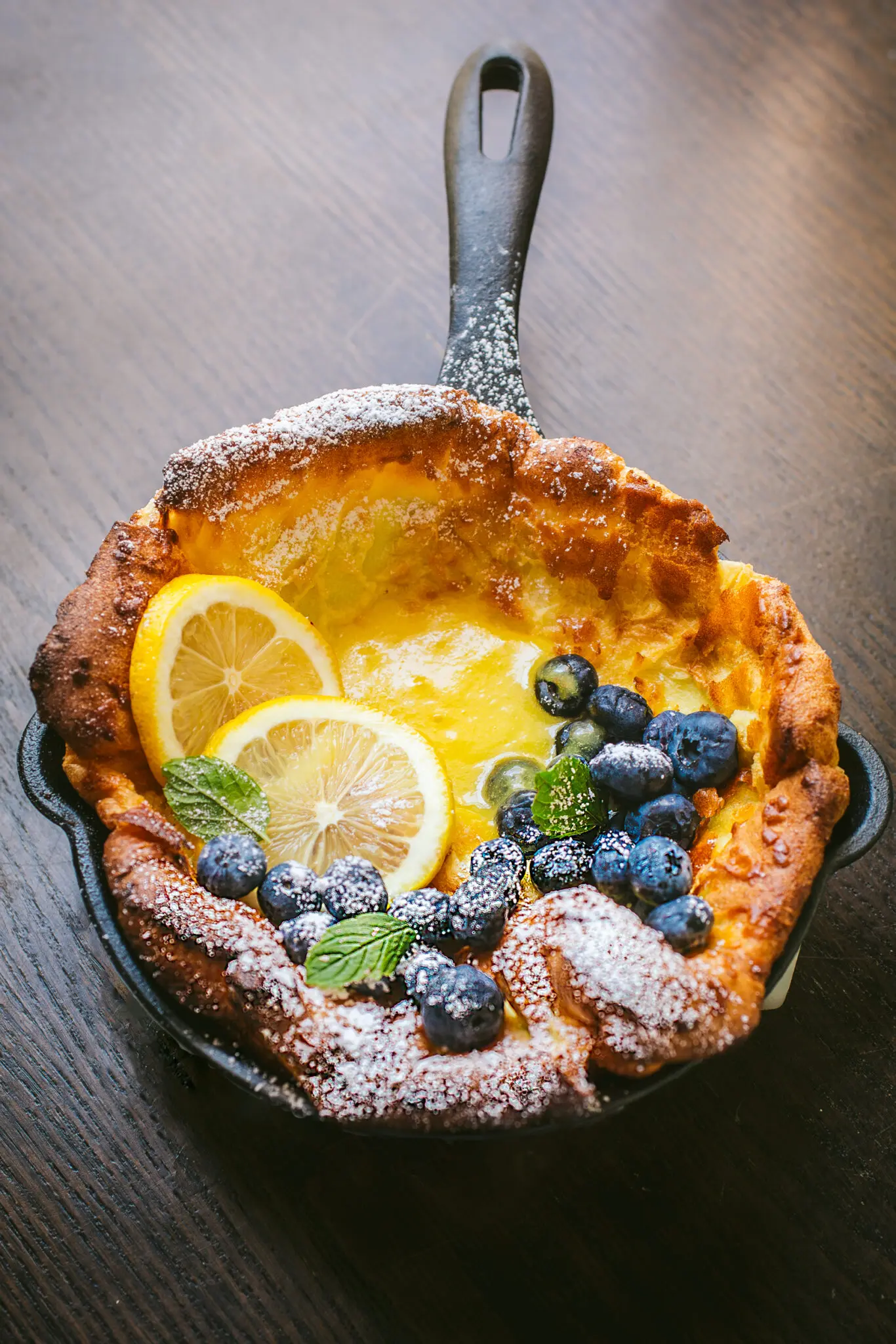 Dutch Babies with Lemon Curd and Blueberries for Victoria Pans