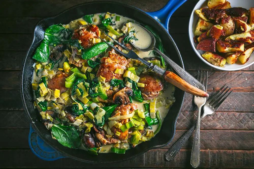 Chicken with Leeks and Spinach