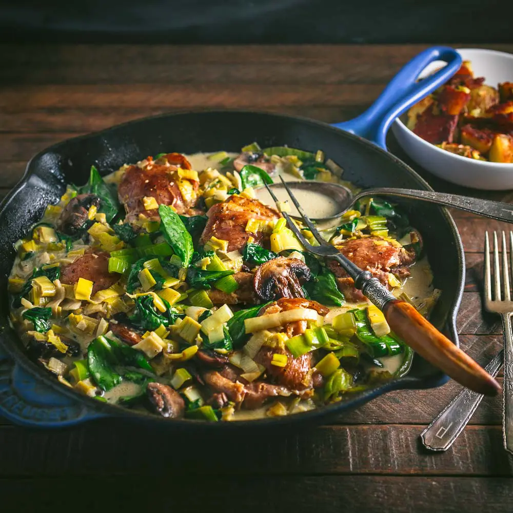 Chicken with Leeks and Spinach