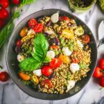 Pesto Couscous Salad with Mozzarella and Tomatoes