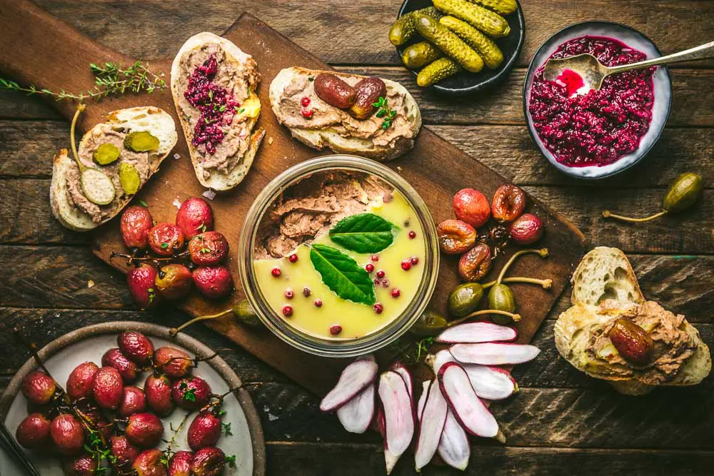 Pate Spread with Roasted Grapes Horizontal Close