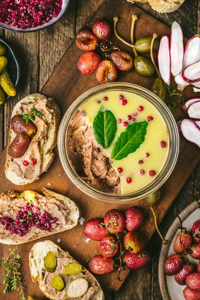 Pate Spread with Roasted Grapes and Radishes vertical 3