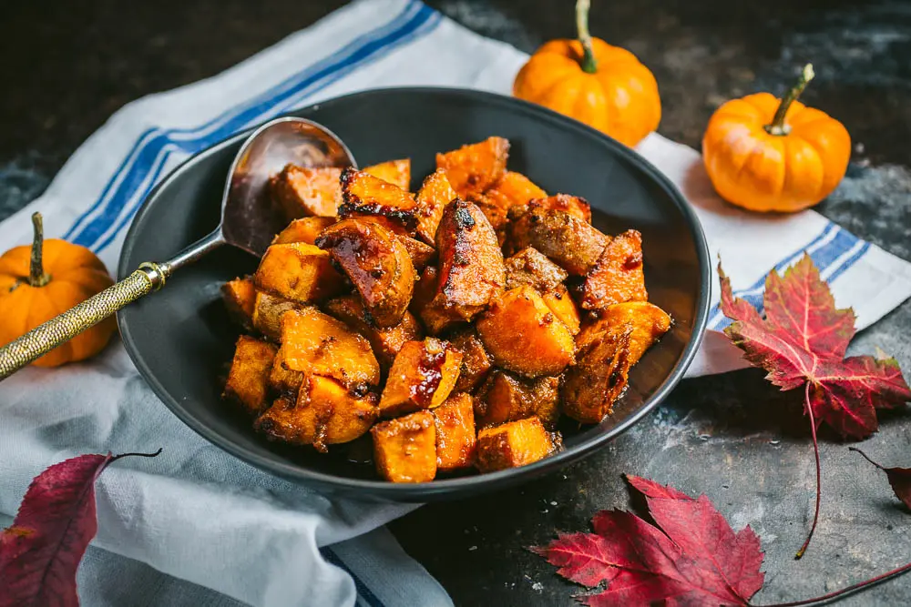 Roasted Miso-butter and Maple Sweet Potatoes